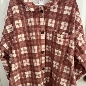 Cuddl Duds Red and Cream Plaid Jacket